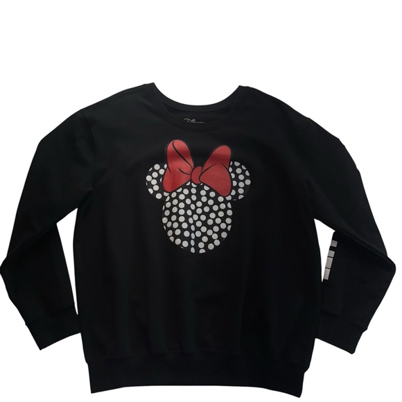 Disney Minnie “The Good Life” Bow Polka Dot Black Pullover Sweatshirt 1X‎ #152 - Picture 1 of 5
